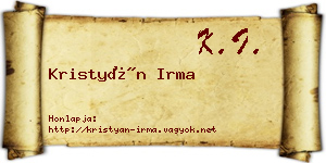 Kristyán Irma névjegykártya